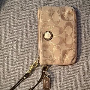 Coach Beige Signature Wristlet